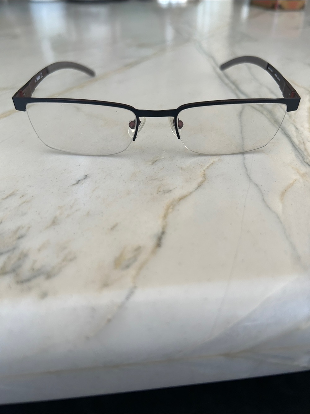 Fossil Men's Rectangular Half-Rim Glasses in Black and Silver